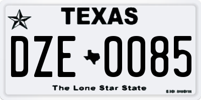 TX license plate DZE0085