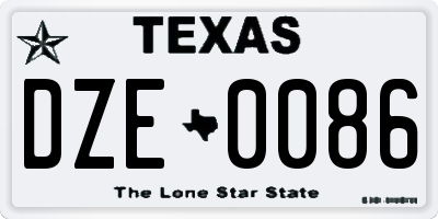 TX license plate DZE0086