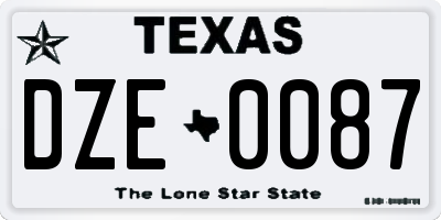 TX license plate DZE0087