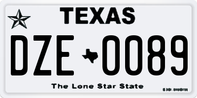 TX license plate DZE0089