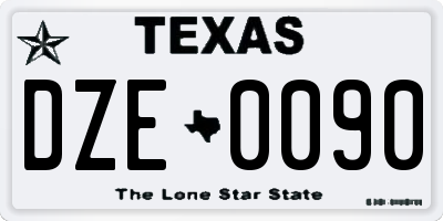 TX license plate DZE0090