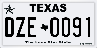 TX license plate DZE0091