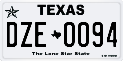 TX license plate DZE0094