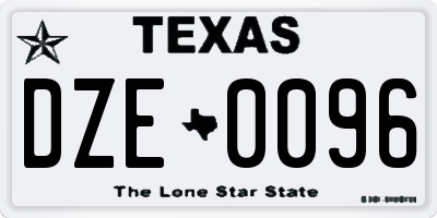TX license plate DZE0096