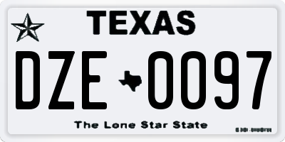 TX license plate DZE0097