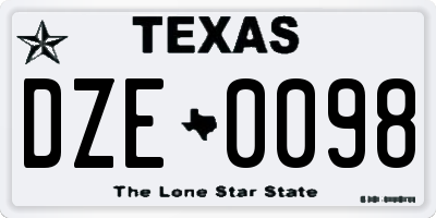 TX license plate DZE0098
