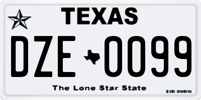 TX license plate DZE0099