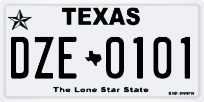 TX license plate DZE0101