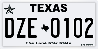 TX license plate DZE0102