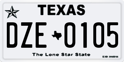TX license plate DZE0105