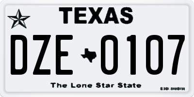 TX license plate DZE0107