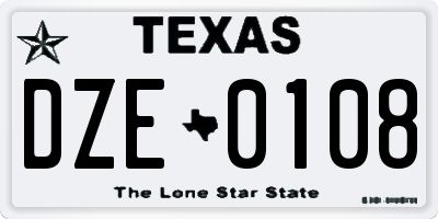 TX license plate DZE0108