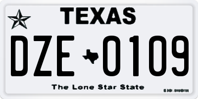 TX license plate DZE0109