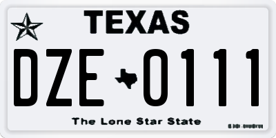 TX license plate DZE0111