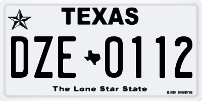 TX license plate DZE0112