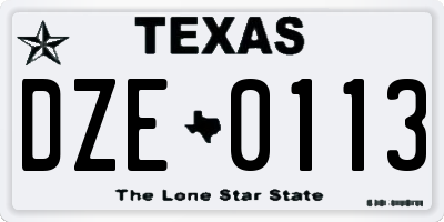 TX license plate DZE0113