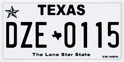 TX license plate DZE0115