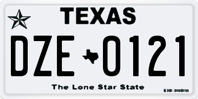 TX license plate DZE0121