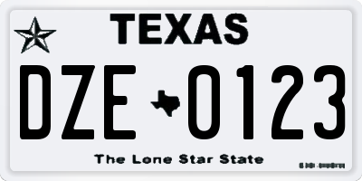 TX license plate DZE0123