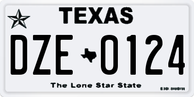 TX license plate DZE0124