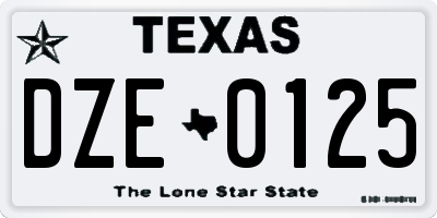 TX license plate DZE0125