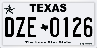 TX license plate DZE0126