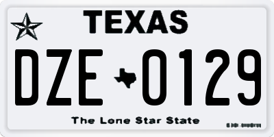 TX license plate DZE0129