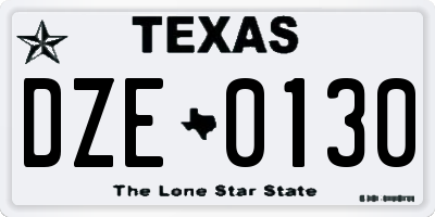 TX license plate DZE0130