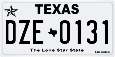 TX license plate DZE0131