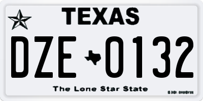 TX license plate DZE0132