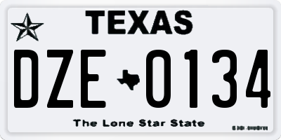 TX license plate DZE0134