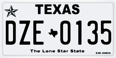 TX license plate DZE0135