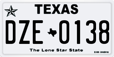 TX license plate DZE0138