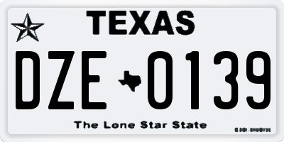 TX license plate DZE0139