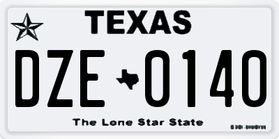TX license plate DZE0140