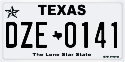 TX license plate DZE0141
