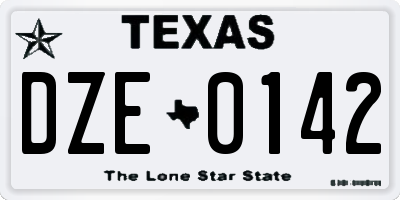 TX license plate DZE0142