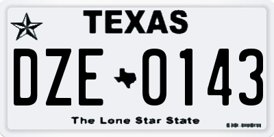 TX license plate DZE0143