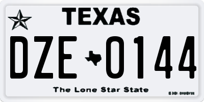 TX license plate DZE0144