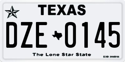 TX license plate DZE0145