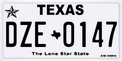 TX license plate DZE0147
