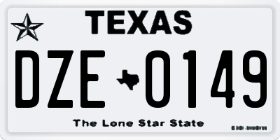 TX license plate DZE0149