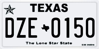 TX license plate DZE0150