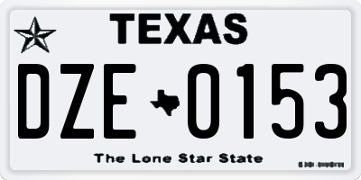 TX license plate DZE0153