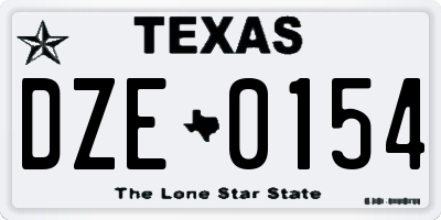 TX license plate DZE0154