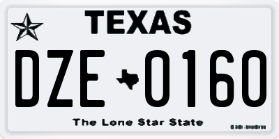 TX license plate DZE0160