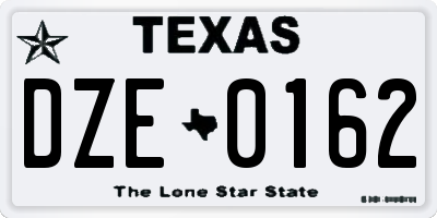 TX license plate DZE0162