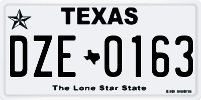 TX license plate DZE0163