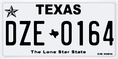 TX license plate DZE0164
