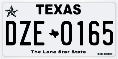 TX license plate DZE0165